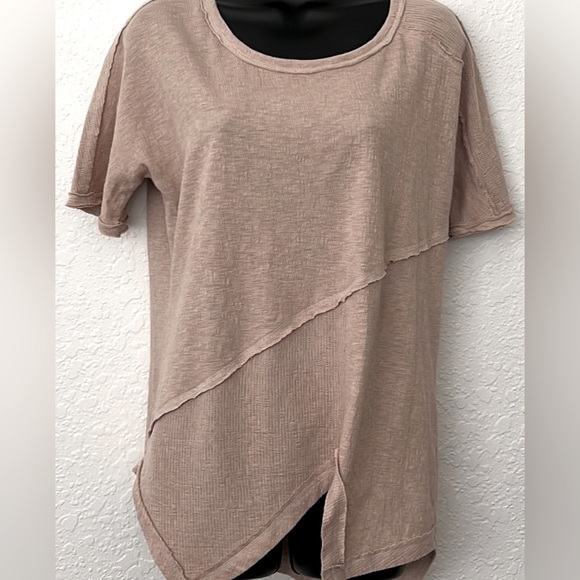 MARIA RERIO Ladies top blouse handkerchief hem lagenlook bougie beige size Small - Picture 1 of 16